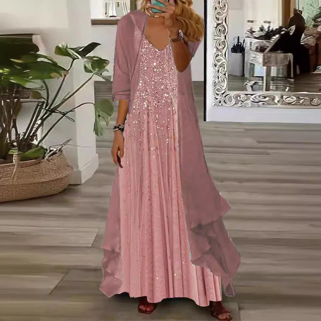 European And American Vacation Spaghetti Straps Long Skirt Indian Style Large Swing Skirt Two-piece Set