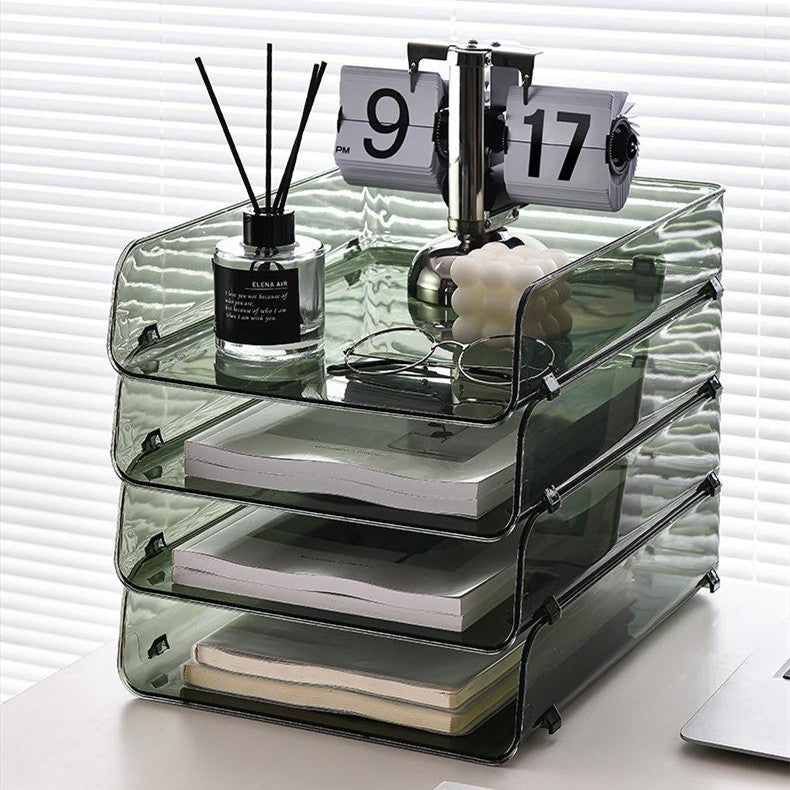 Student Desktop Stackable File Magazine Storage Box Office Transparent Material Organizing Stationery Book Shelf