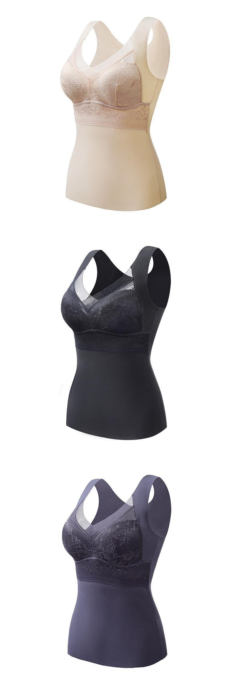 Double-sided Sanded Bra With Chest Pads For Slim Fit And Heating