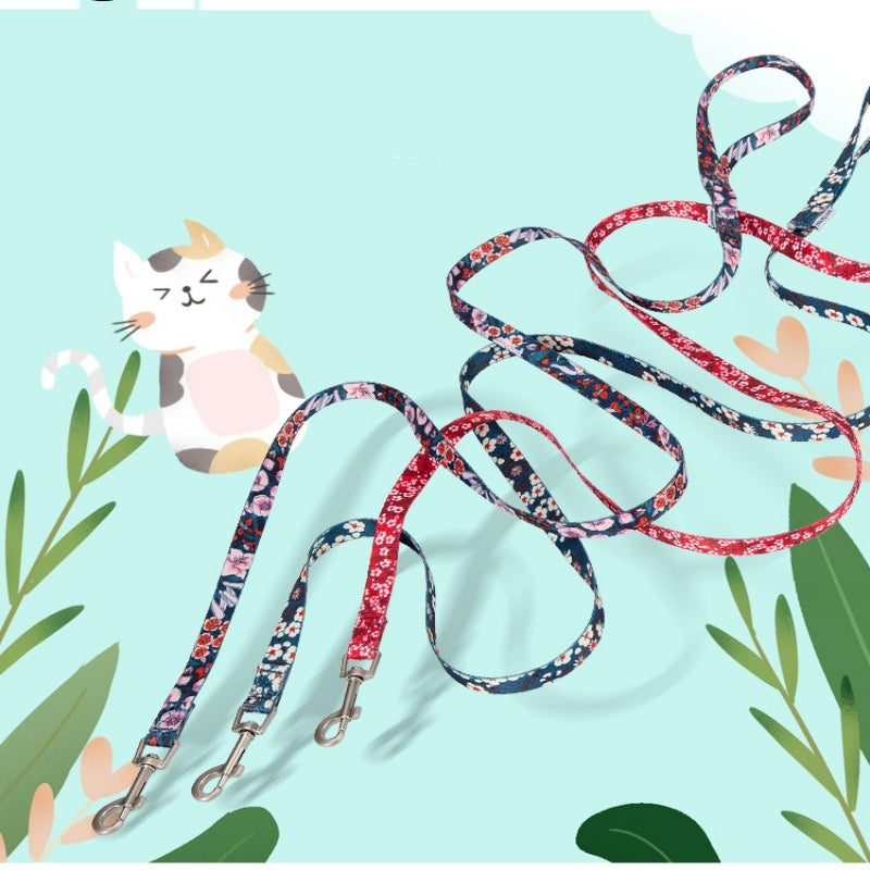 Pet Cat And Dog Floral Hand Holding Rope Pull-resistant