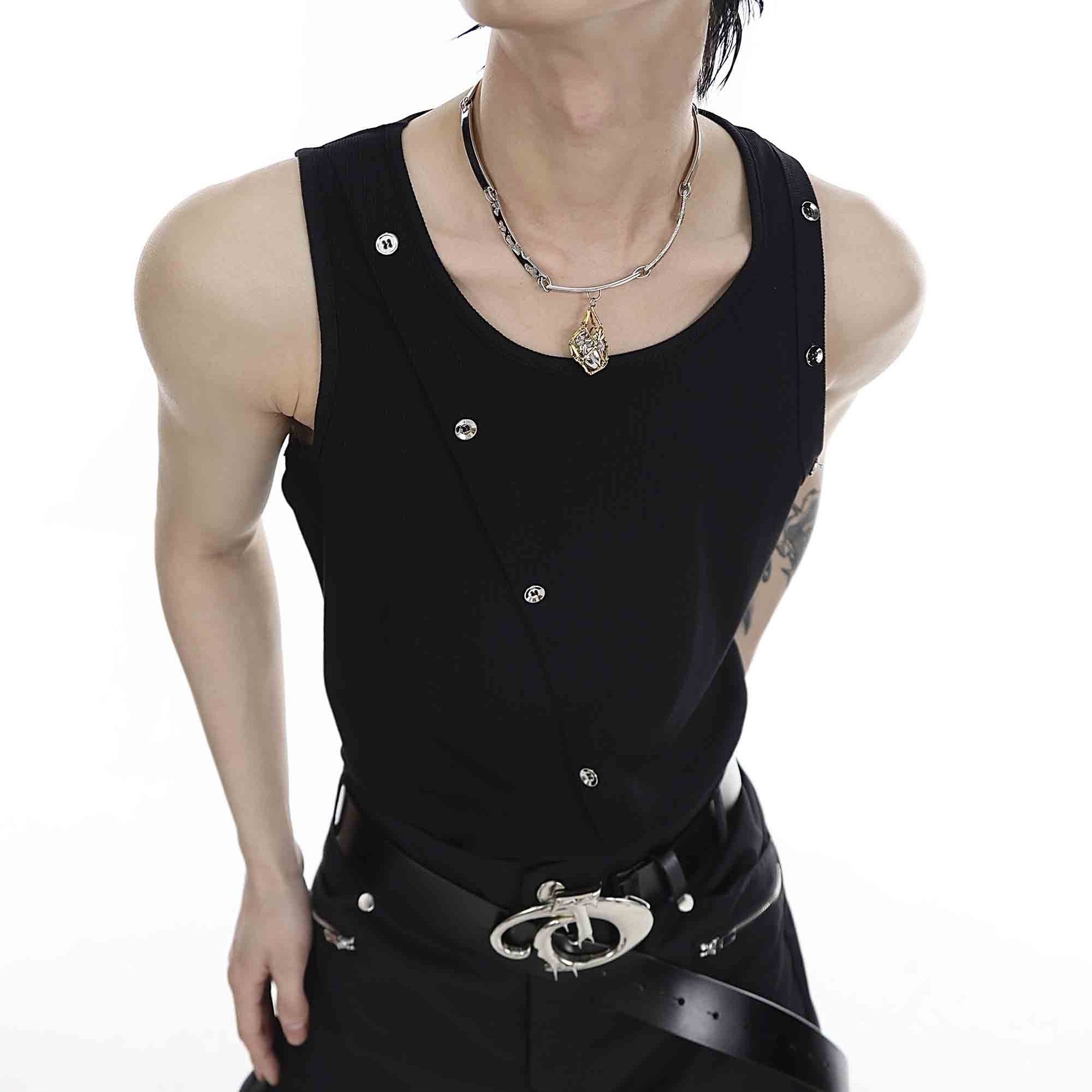 Snake Pattern Pit Stripe Knitted Vest