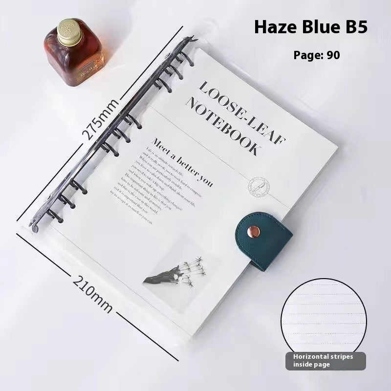 Simple Transparent Pvc Transparent Shell Loose Spiral Notebook Removable