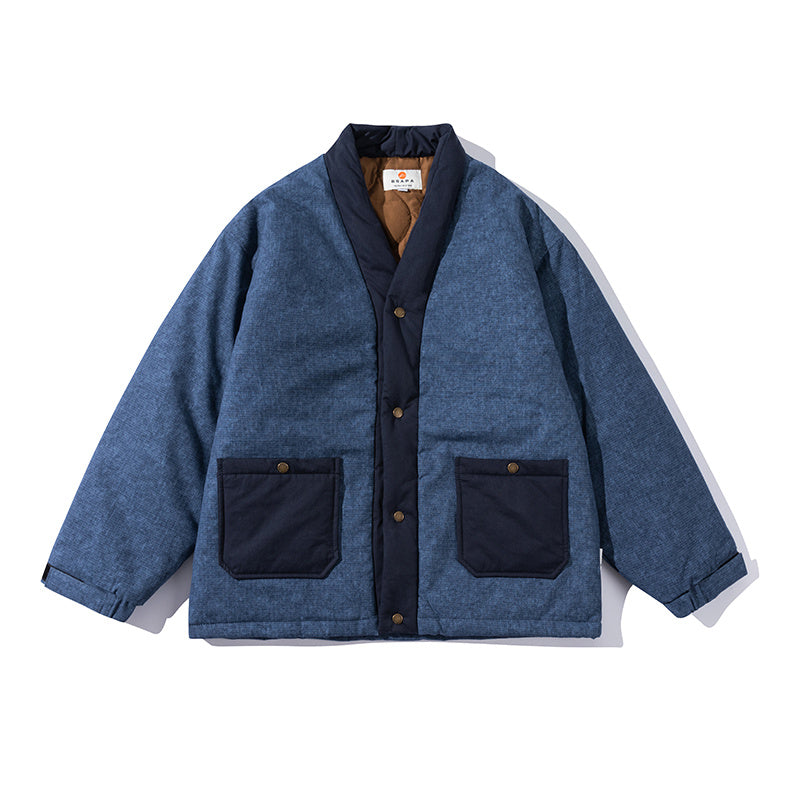 Vintage Single-breasted Cotton-padded Coat Men's Loose Robe Coat