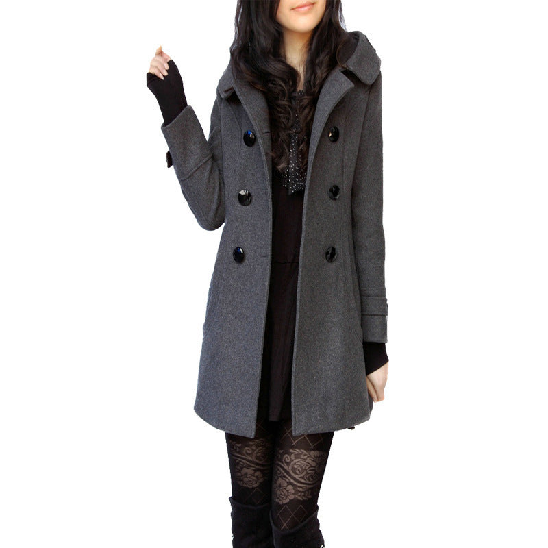 Ladies double breasted hooded coat