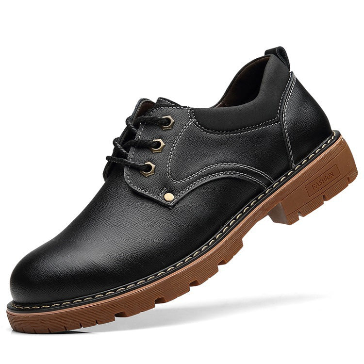 Thick-Soled Casual Leather Lace-up Men's Shoes