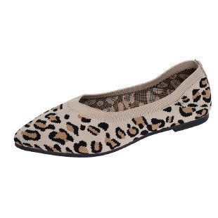 Pointed Toe Shallow Mouth Leopard Print Flat Pumps Fashion Casual Lazy Slip On Pumps