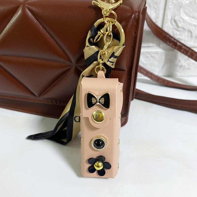 Fashion Simple Lipstick Pack Silk Scarf Keychain