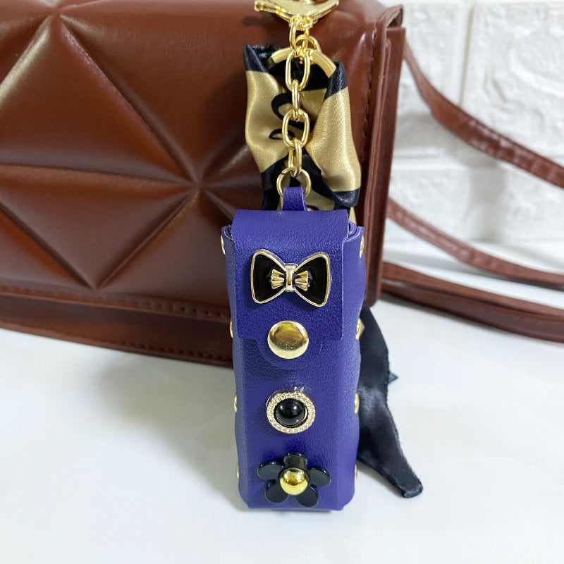 Fashion Simple Lipstick Pack Silk Scarf Keychain