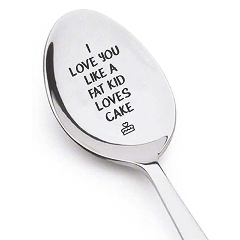 Valentine's Day Gift Engraved Stainless Steel Long-handled Spoon