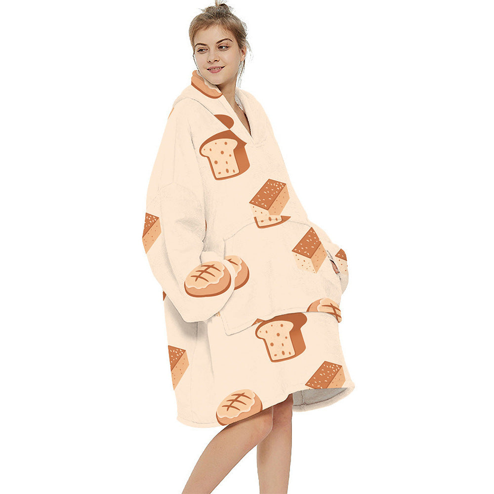 Printed warm layabout blanket hoodie
