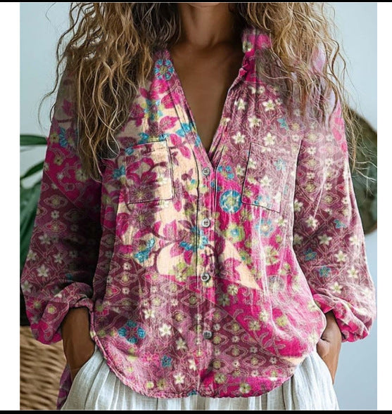 3D Printed Abstract Pattern Women's Long-sleeved Blouse