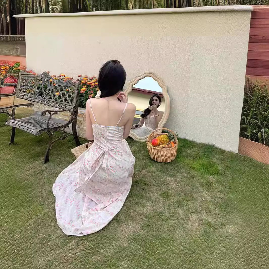 Fashion Pure Desire Style Lace Floral Strap Dress Female Summer Sweet