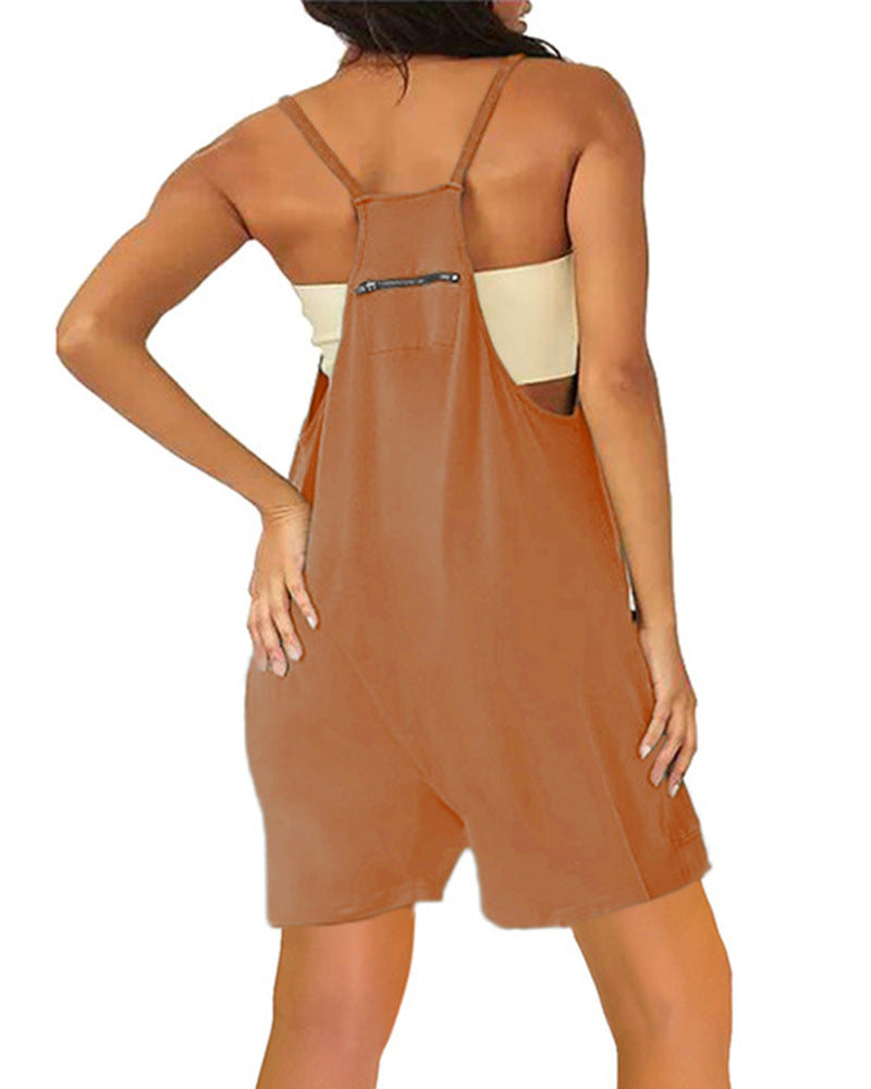 Women's Casual Zipper Pocket Jumpsuit Overalls