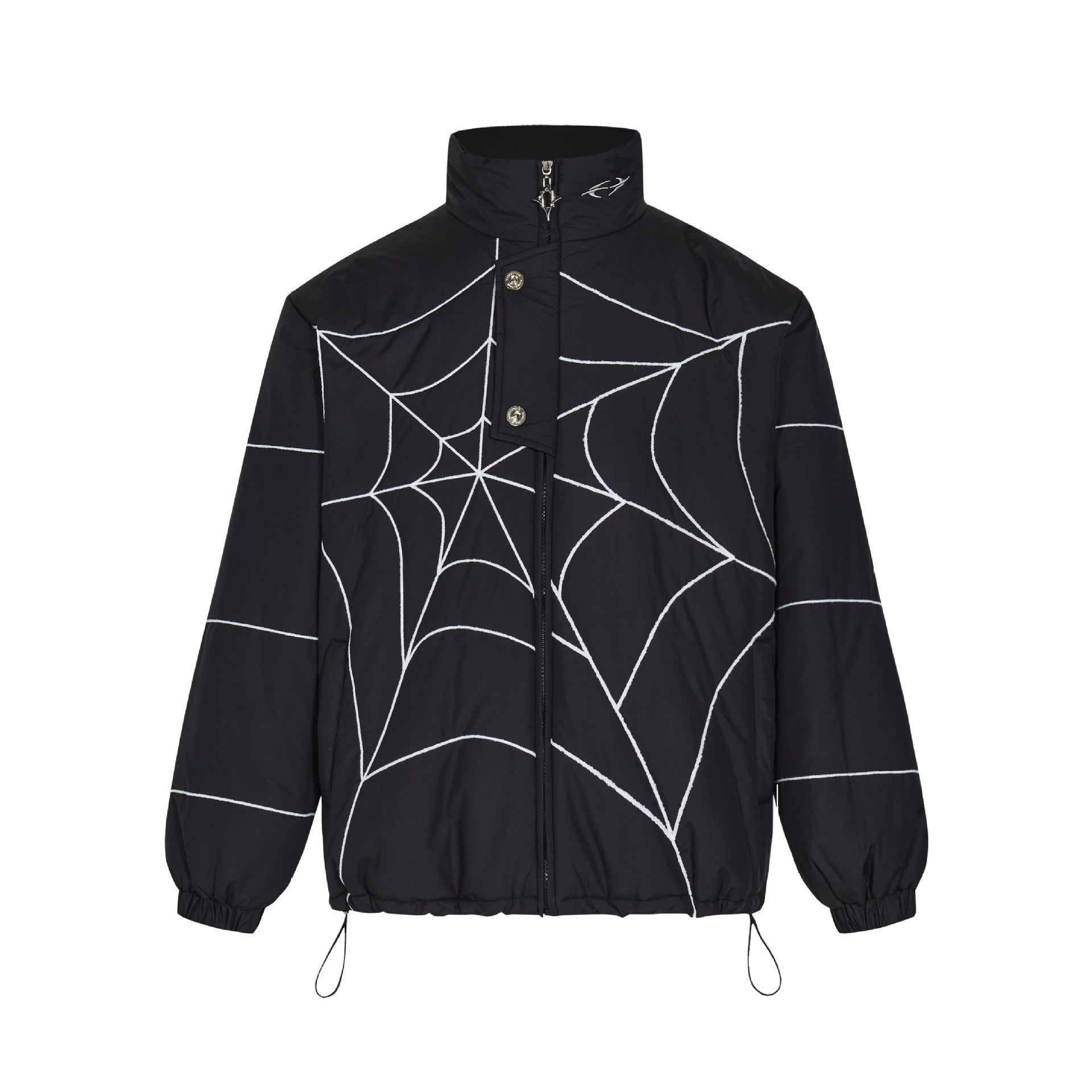 Spider Web Embroidered Lapel PU Leather Jacket American High Street BF Style Couple Baseball Uniform Trendy Coat