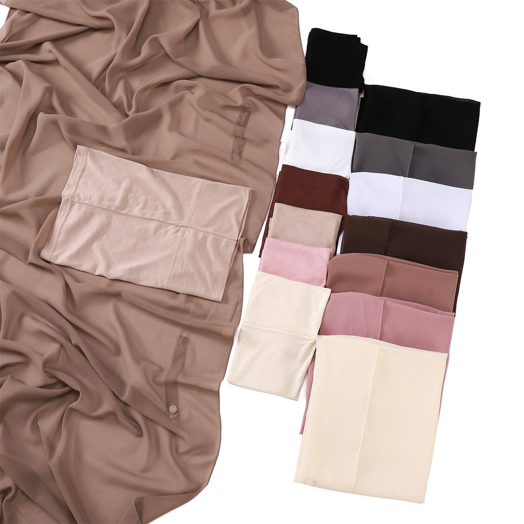 Pure Color Pearl Chiffon Scarf Plus The Same Color