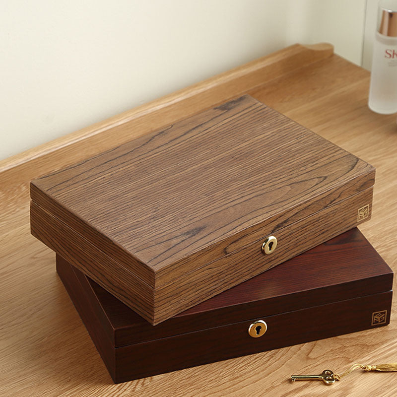 Simple Wooden Storage Jewelry Box With Lock