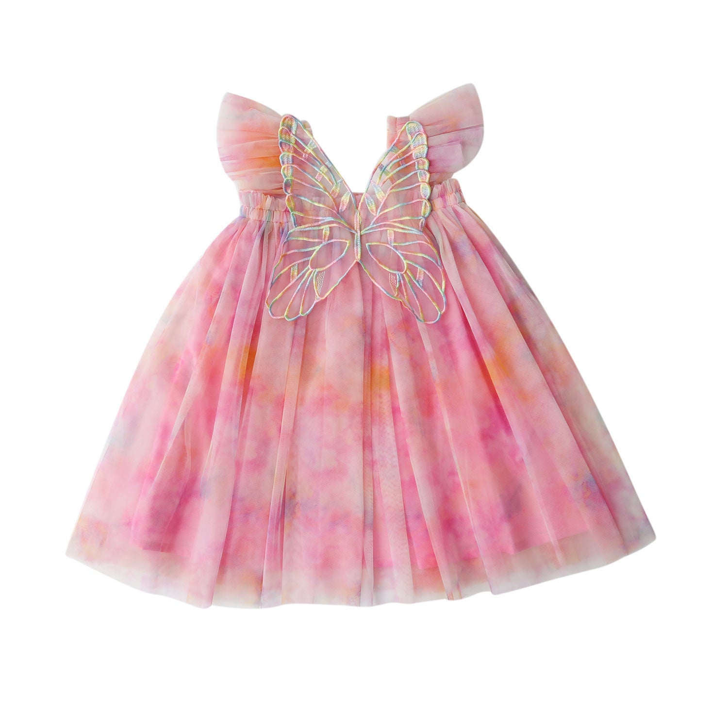 Rainbow Wings Mesh Girl Dress