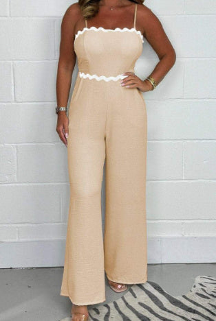 Fashion Pure Color Tube-top Suspender Jumpsuit