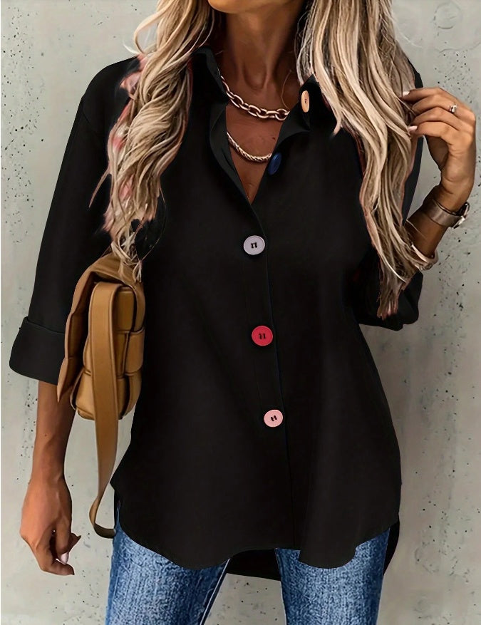 Women's Casual Button-Up Shirt,Long Sleeve Tops