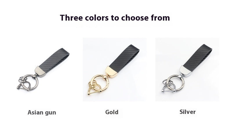 Carbon Fiber Pattern Car Anti-lost Leather Key Ring Pendant