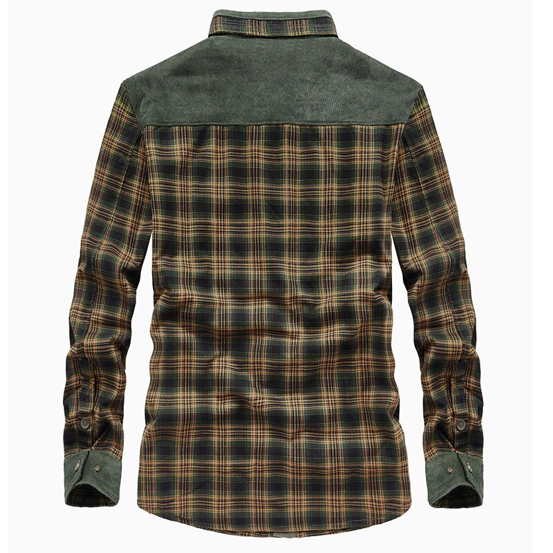 Men's plus fleece long-sleeved plaid shirt autumn and winter warm casual cotton