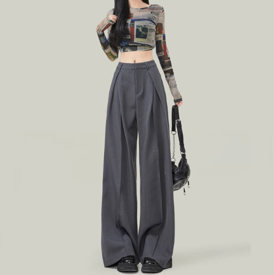 Summer Drape Petite High Waist Wide Leg Casual Pants