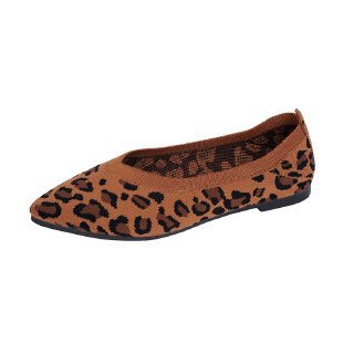 Pointed Toe Shallow Mouth Leopard Print Flat Pumps Fashion Casual Lazy Slip On Pumps