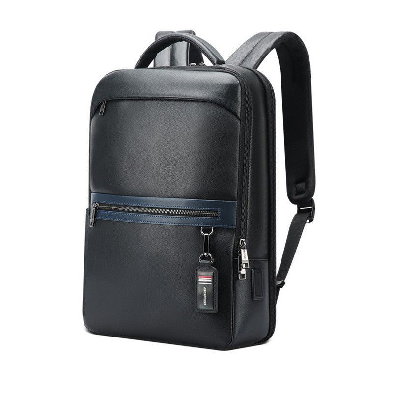 Leather Computer Business Backpack Large Capacity Multifunctional