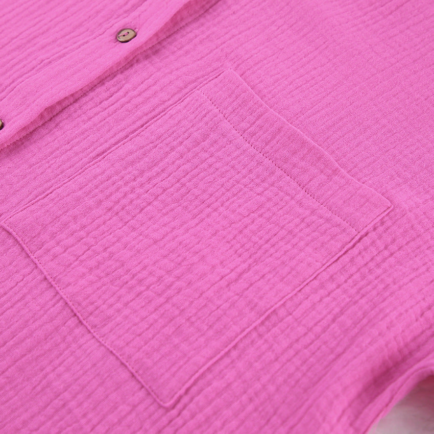 Shirt Crepe Cotton Pajamas Can Be Outer Wear Trousers Loose Two-piece Suit