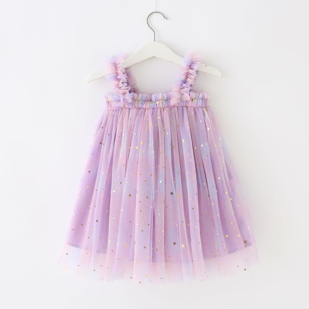 Sequined XINGX Rainbow Suspender Skirt Tulle Skirt
