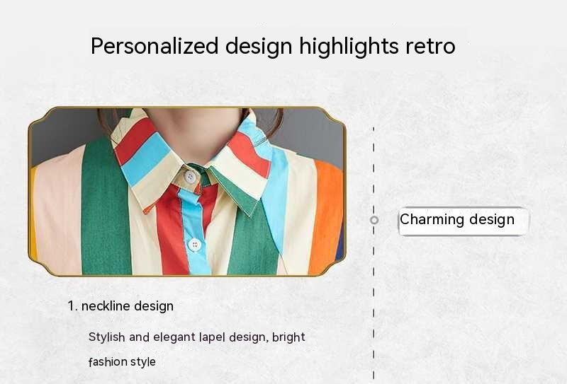 Loose Artistic Color Stripes Irregular Shirt Big Hem Skirt Two-piece Set