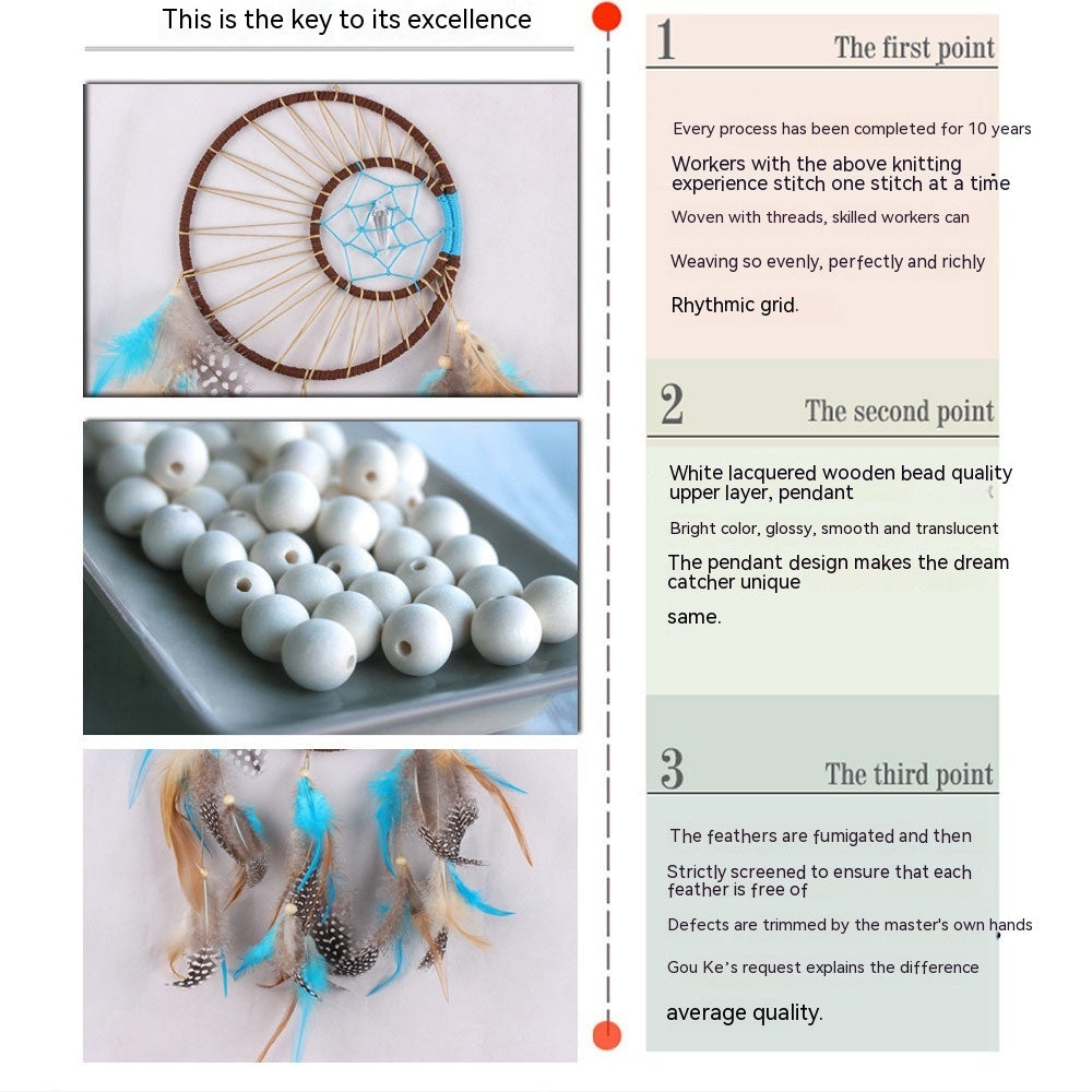 Sun And Moon Dream Catcher Pendant Woven Feather Ornaments Decorative Simple And Modern Furnishings Air