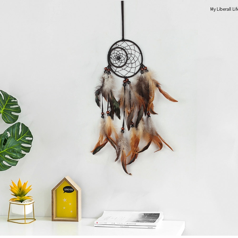 Sun And Moon Dream Catcher Pendant Woven Feather Ornaments Decorative Simple And Modern Furnishings Air