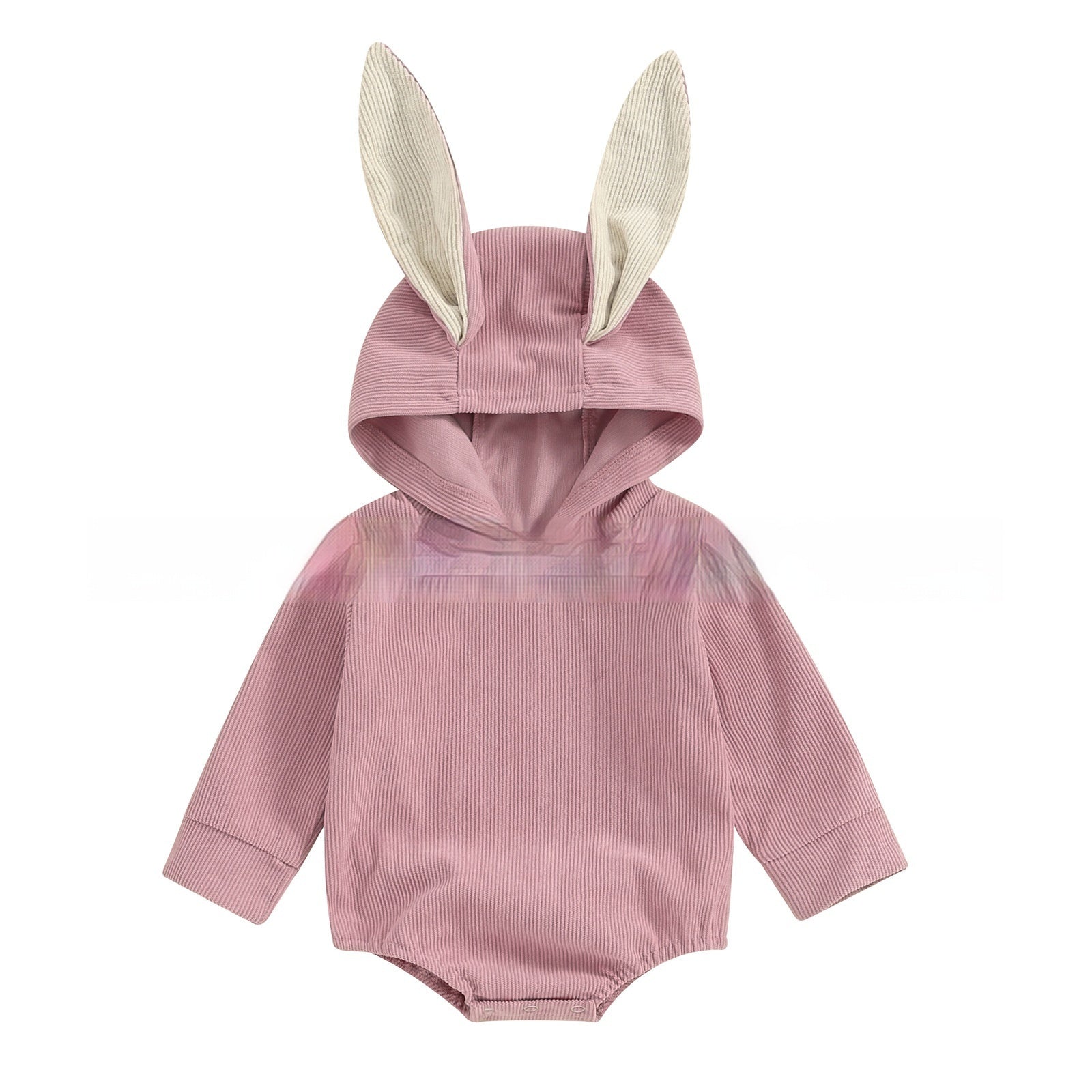 Boys And Girls Long Sleeve Corduroy Hooded Rabbit Ear Romper