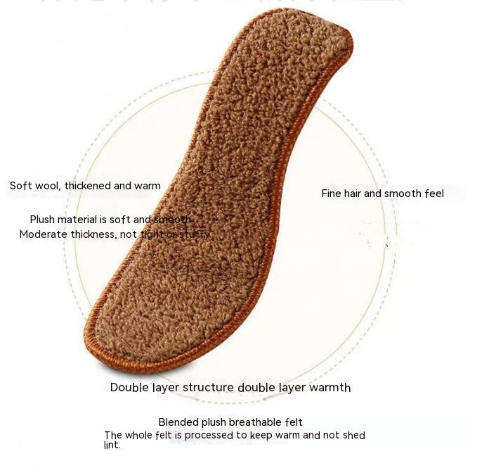 Fleece-lined Thickened Cold Protection In Winter Alpaca Fleecefiber Insole