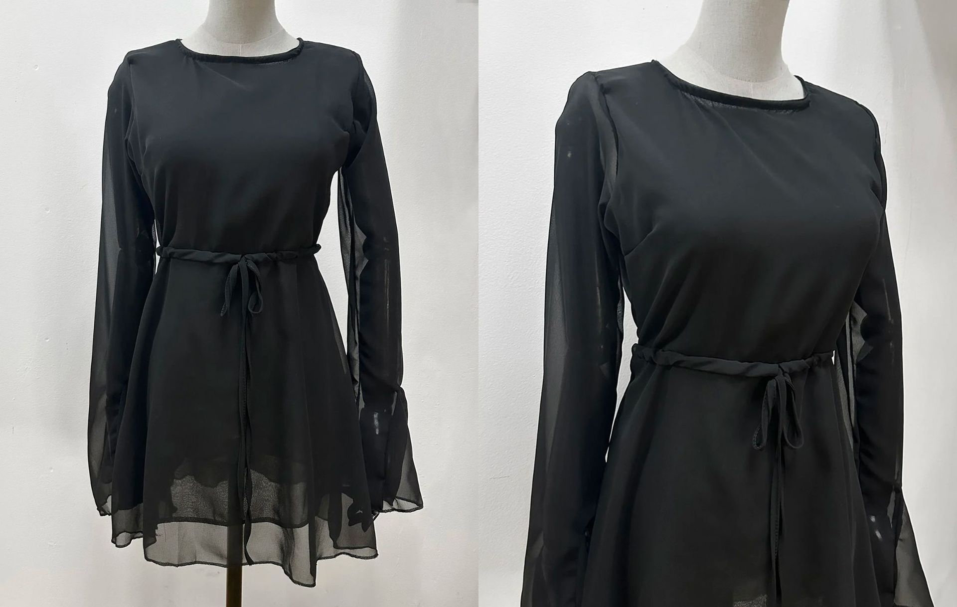 Black Backless Temperament Skirt Waist-controlled Long Sleeves Design Skirt