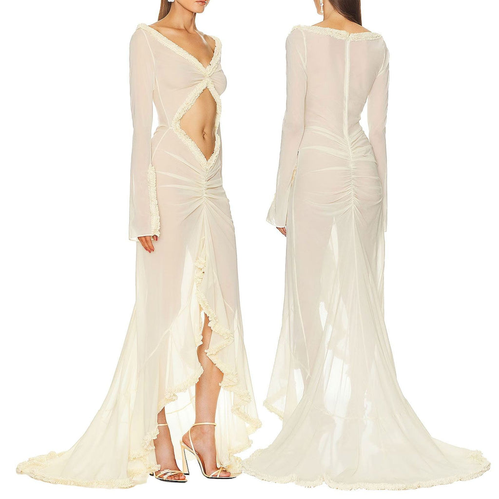 Temperament Youthful-looking Goddess Temperament Slim Fit Sexy Navel Mop Dress