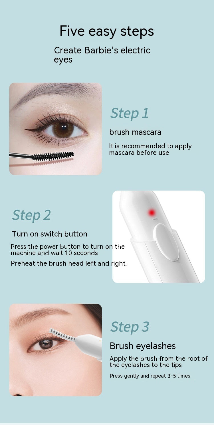 Electric Heating Bruch Head Eyelash Curler Long-lasting Curling Shaping Beauty Instrument