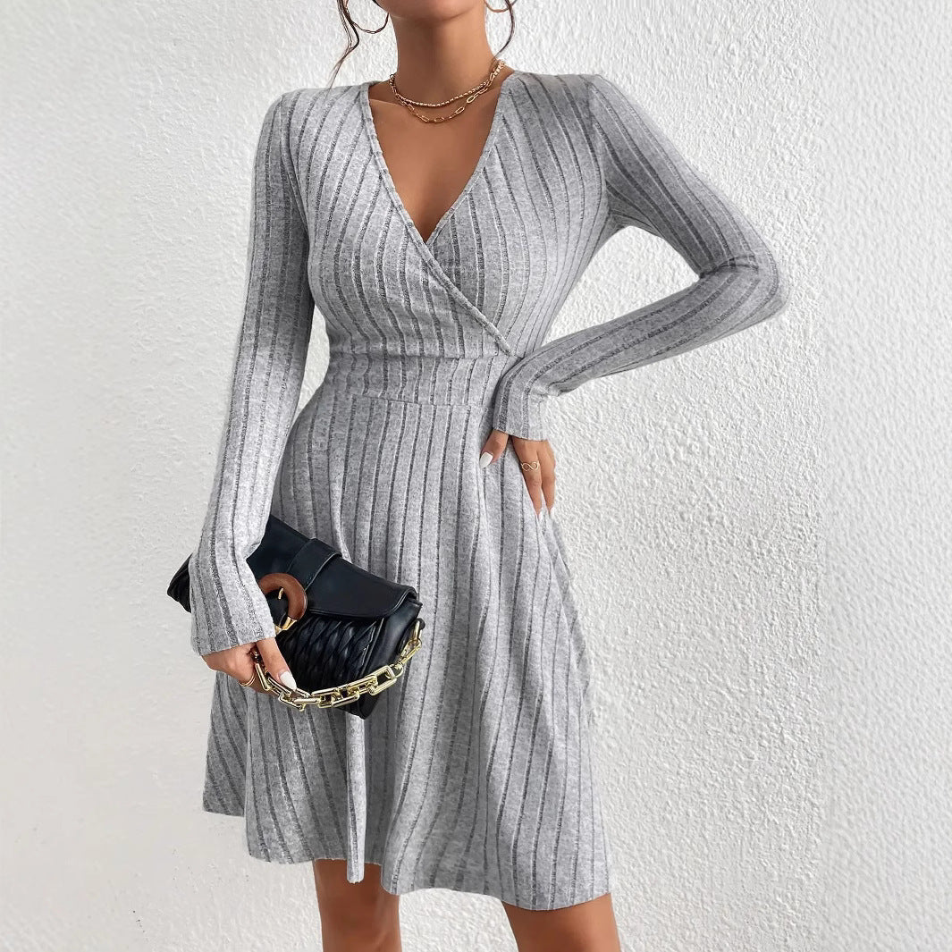 Sexy Slimming Beam Waist Long Sleeve Dress