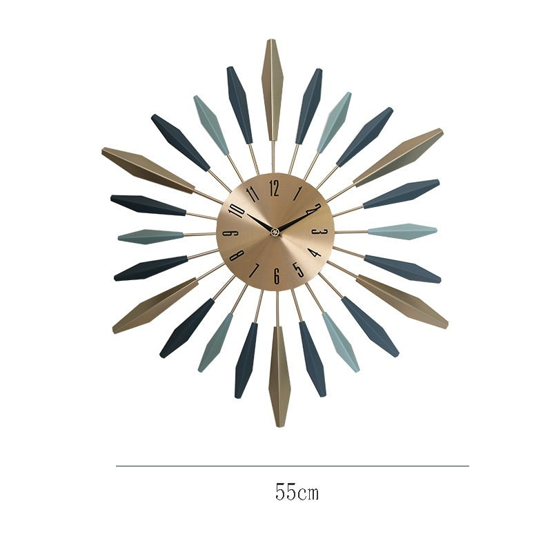 European Style Living Room Entrance Noiseless Hanging Clock Wrought Iron Slightly Luxury Decoration Milk Tea Shop Wall Pocket Watch Art Clock