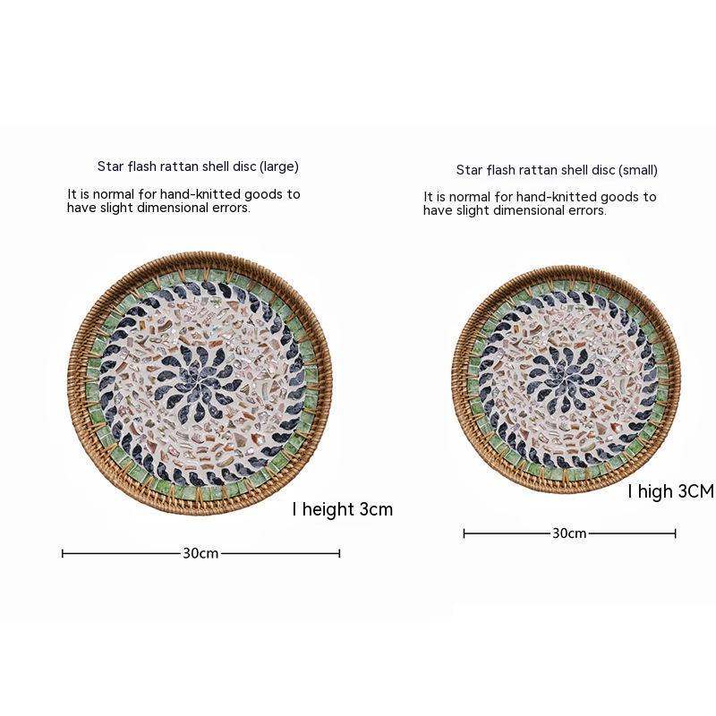 Southeast Asia Handmade Rattan Shell Round Fruit Basket Dining Tray Fresh Desktop Tray Vietnam