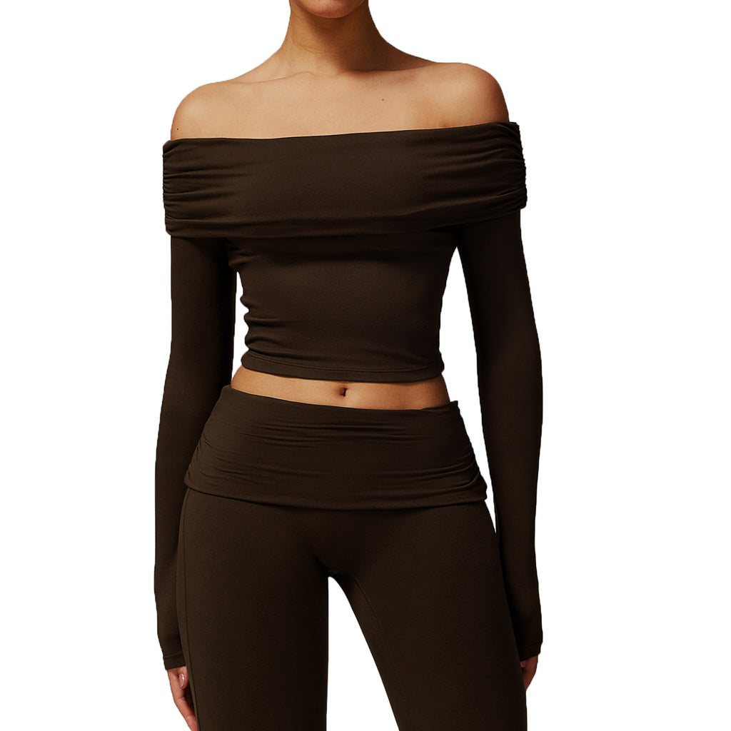 Casual Long Sleeve Yoga Wear Women's Off-shoulder Outdoor All-matching