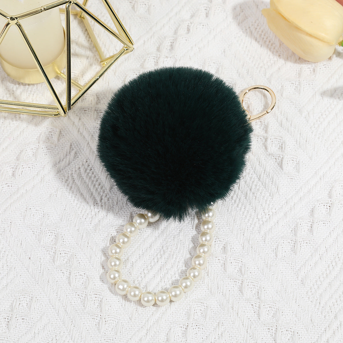 Cute Pearl Fuzzy Ball Pendant Bag Decorative Keychain