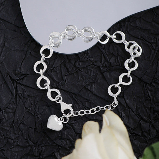 INS Niche Silver Buckle Sterling Silver S925 Heart Bracelet