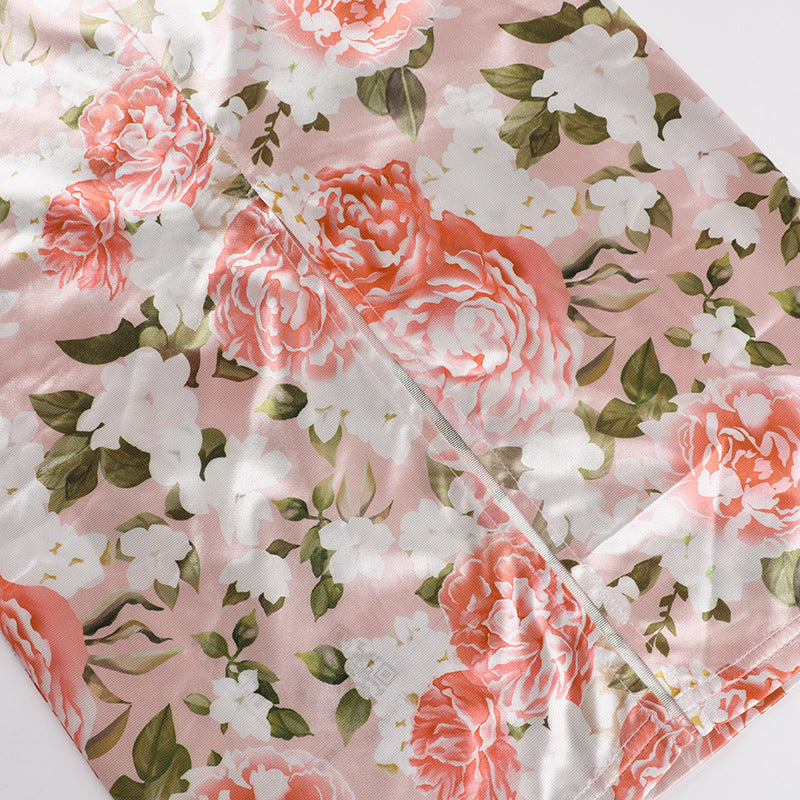 Spring NEW Long Elegant Printed Lace Suspender Dress Women's Clothing