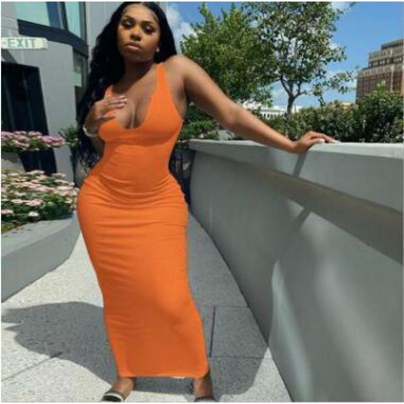 Women's Suspender Vest Deep V-neck Dress