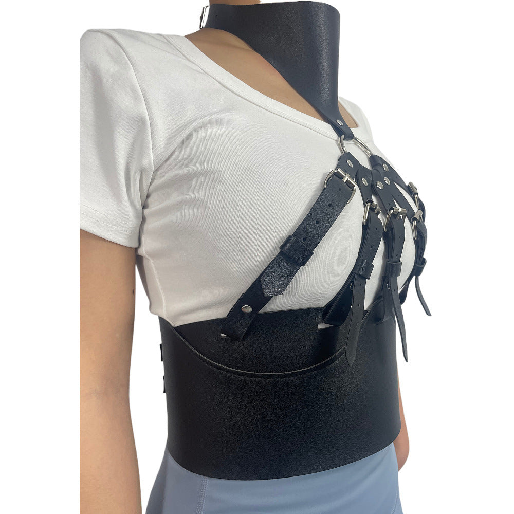 Women's Chest Cover Leather Halter Adjustable Belt