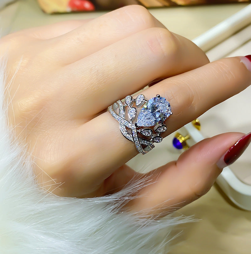 Women's Crown 925 Sterling Silver 5 Karat High Carbon Rhinestone Ring