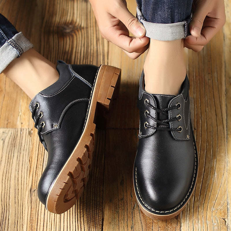 Thick-Soled Casual Leather Lace-up Men's Shoes