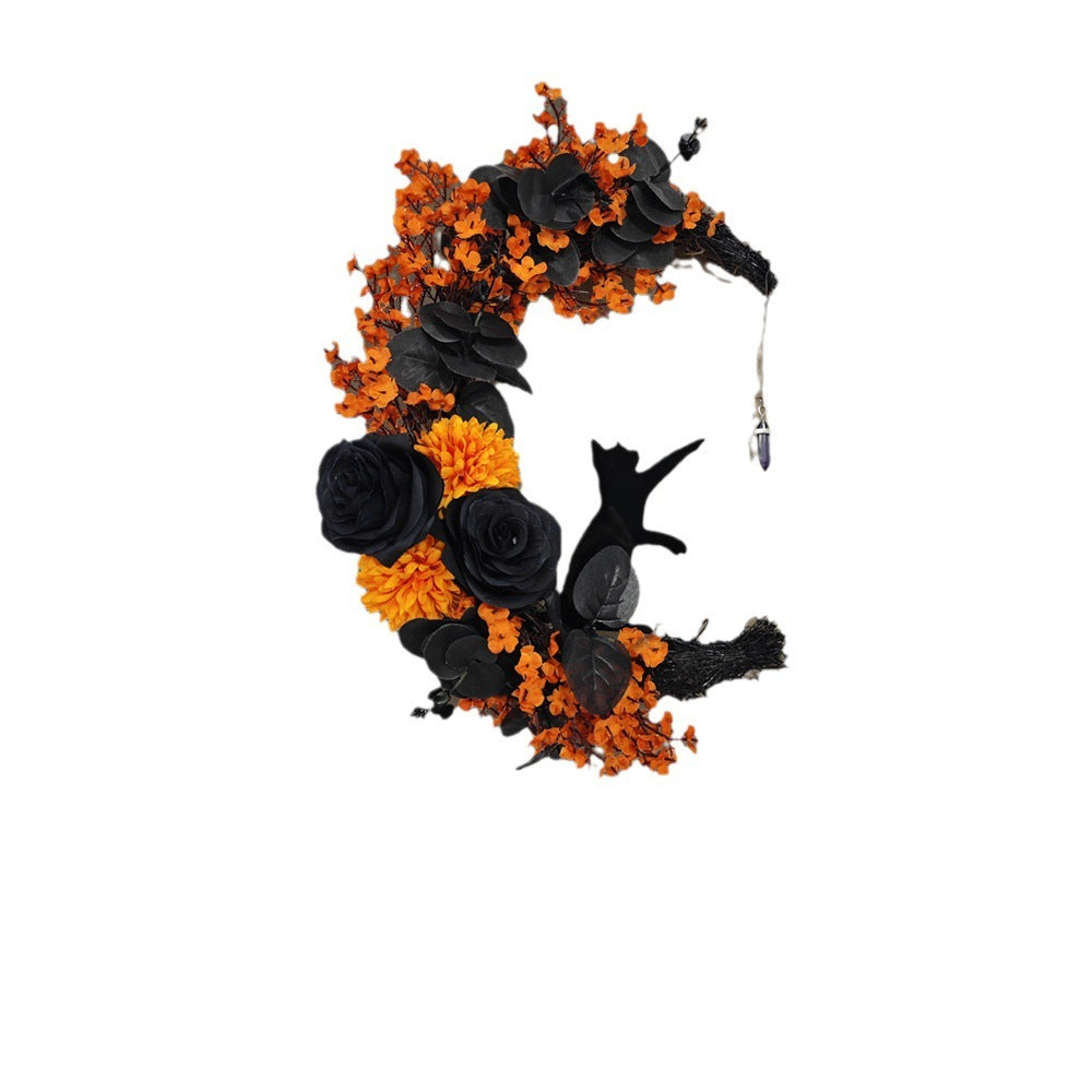 Halloween Moon Cat Garland Ornaments